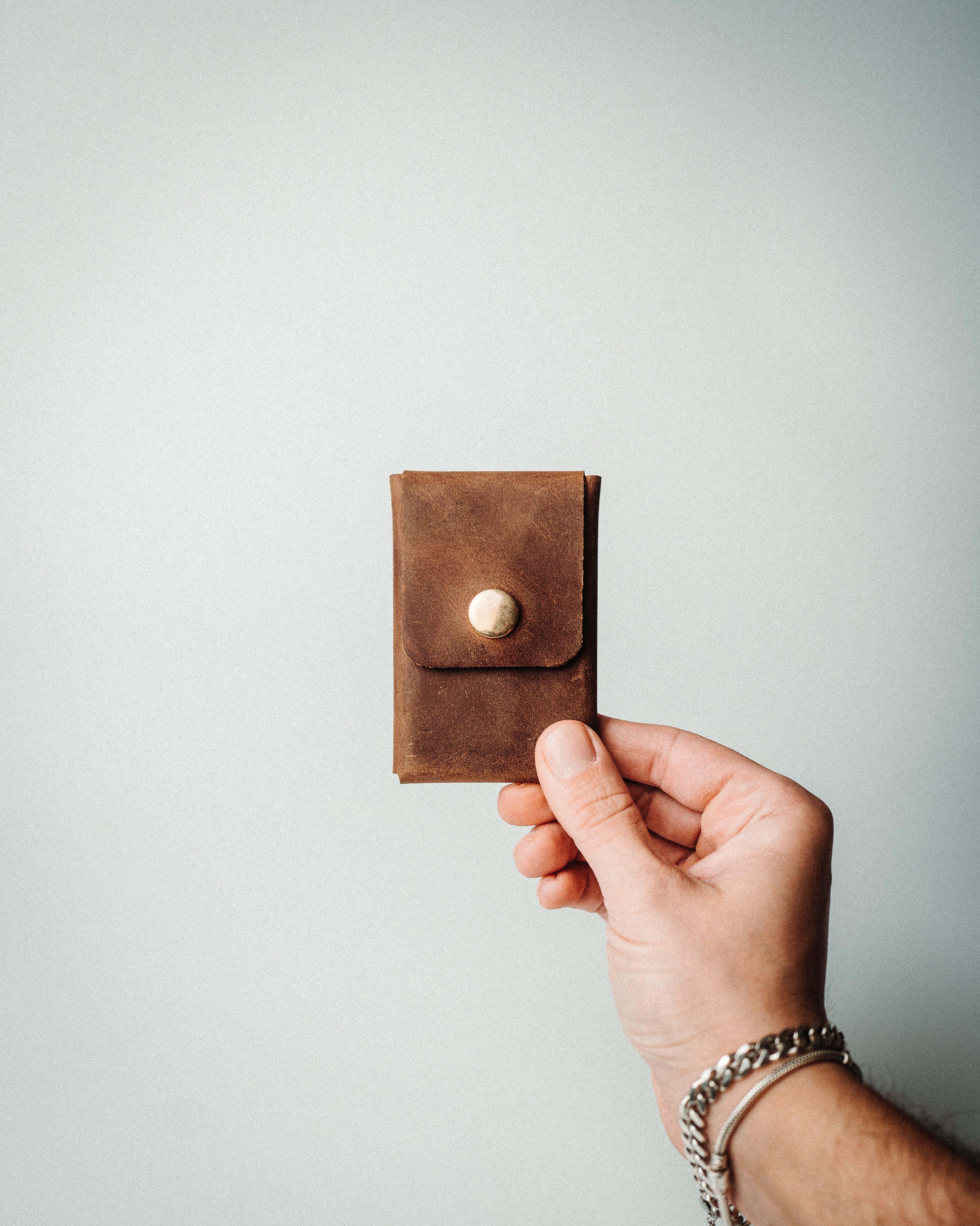 World’s Most Minimalist Wallet – Snap Version, Handmade Leather Card Holder