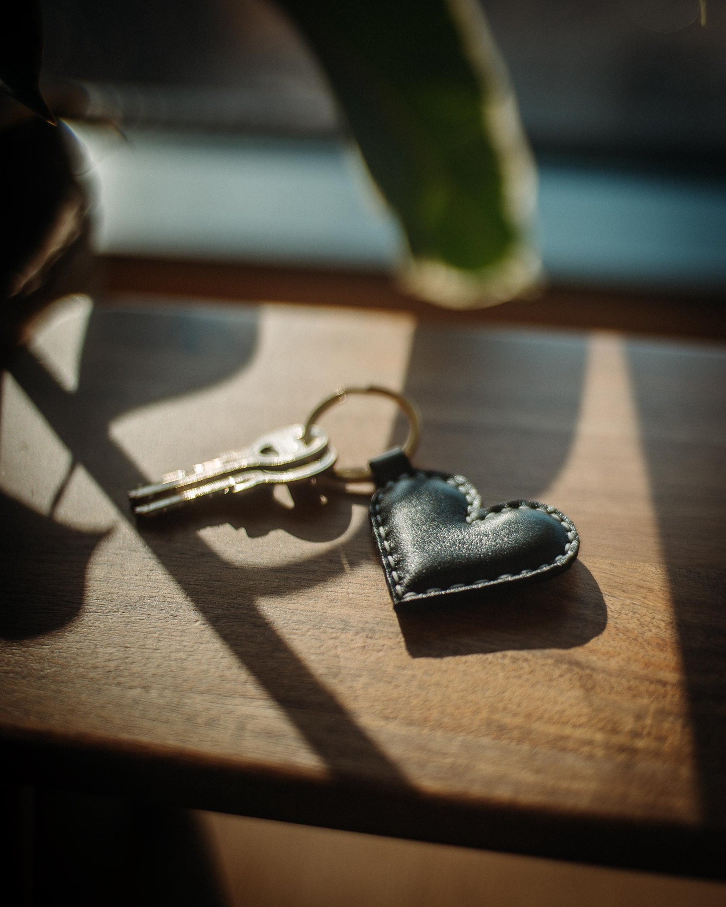 Handmade Soft Leather Heart Keychain