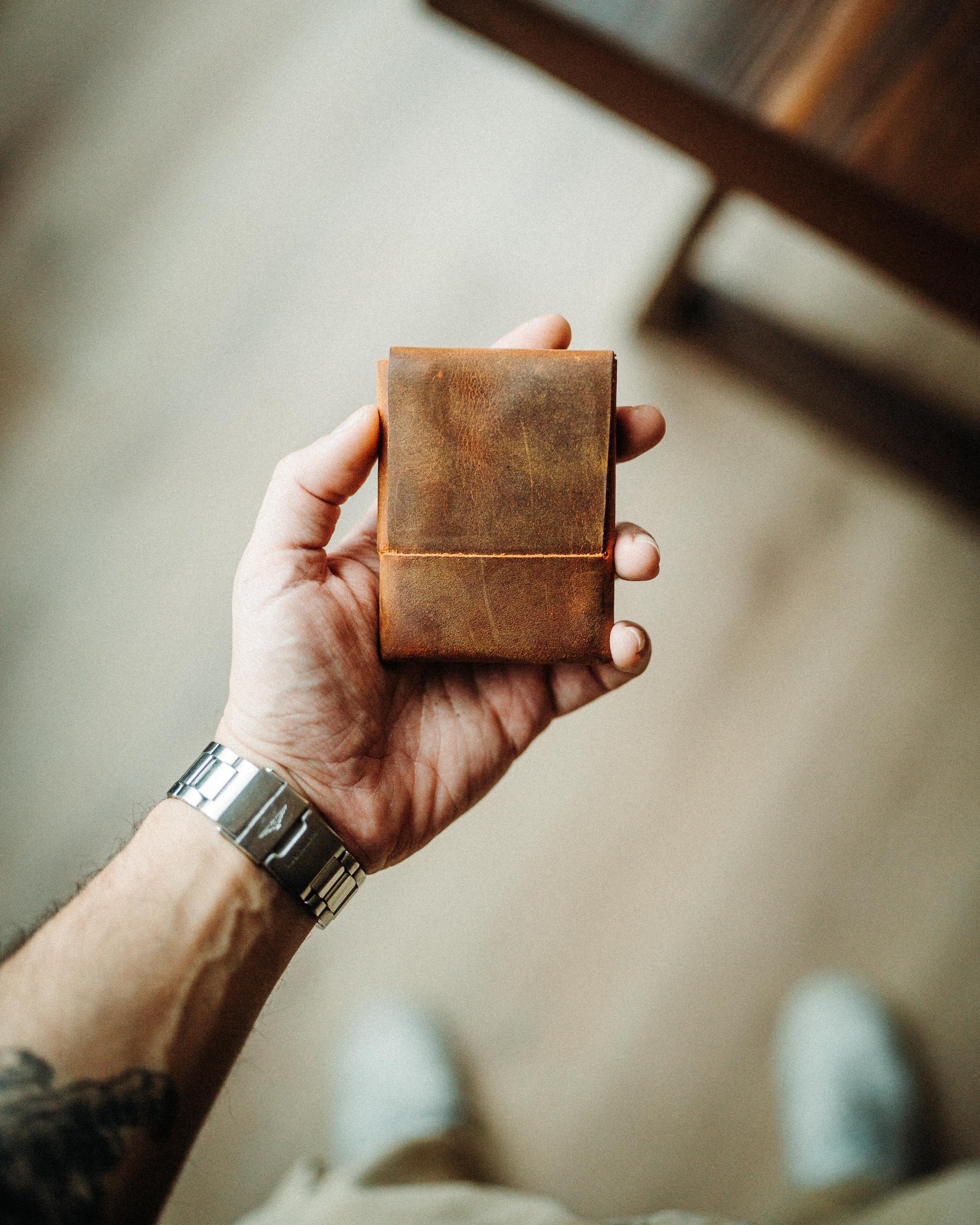 World’s Most Minimalist Leather Wallet – XL Edition, Slim Handmade Card Holder for Men & Women