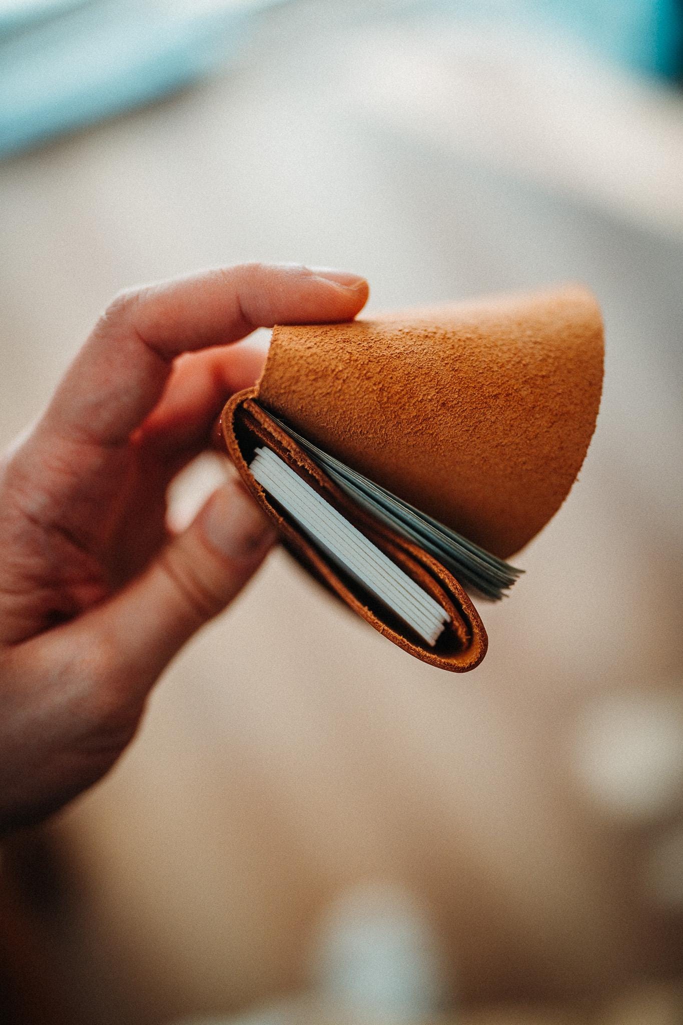 World’s Most Minimalist Leather Wallet – XL Glossy Edition, Slim Handmade Card Holder for Men & Women
