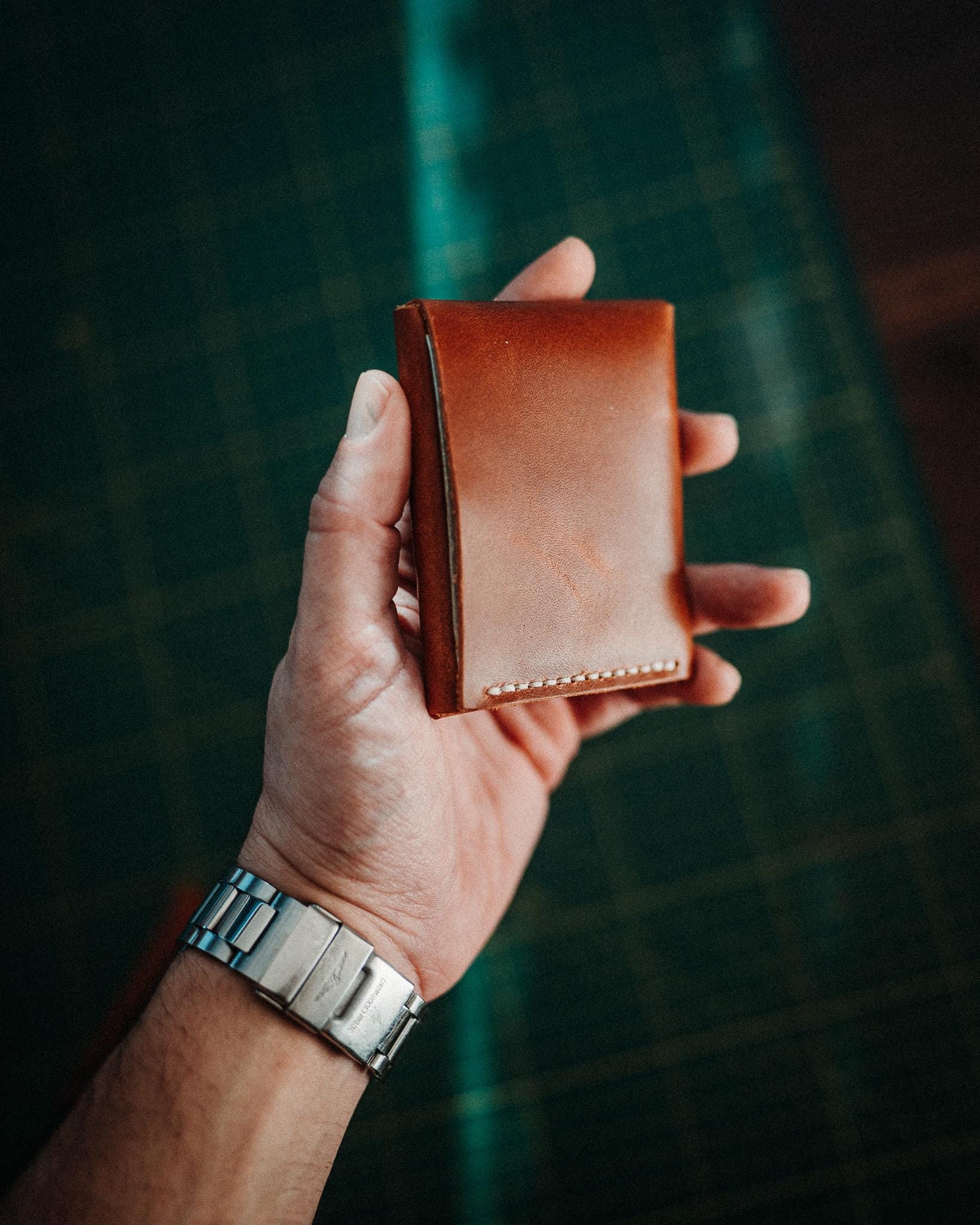 World’s Most Minimalist Leather Wallet – XL Glossy Edition, Slim Handmade Card Holder for Men & Women