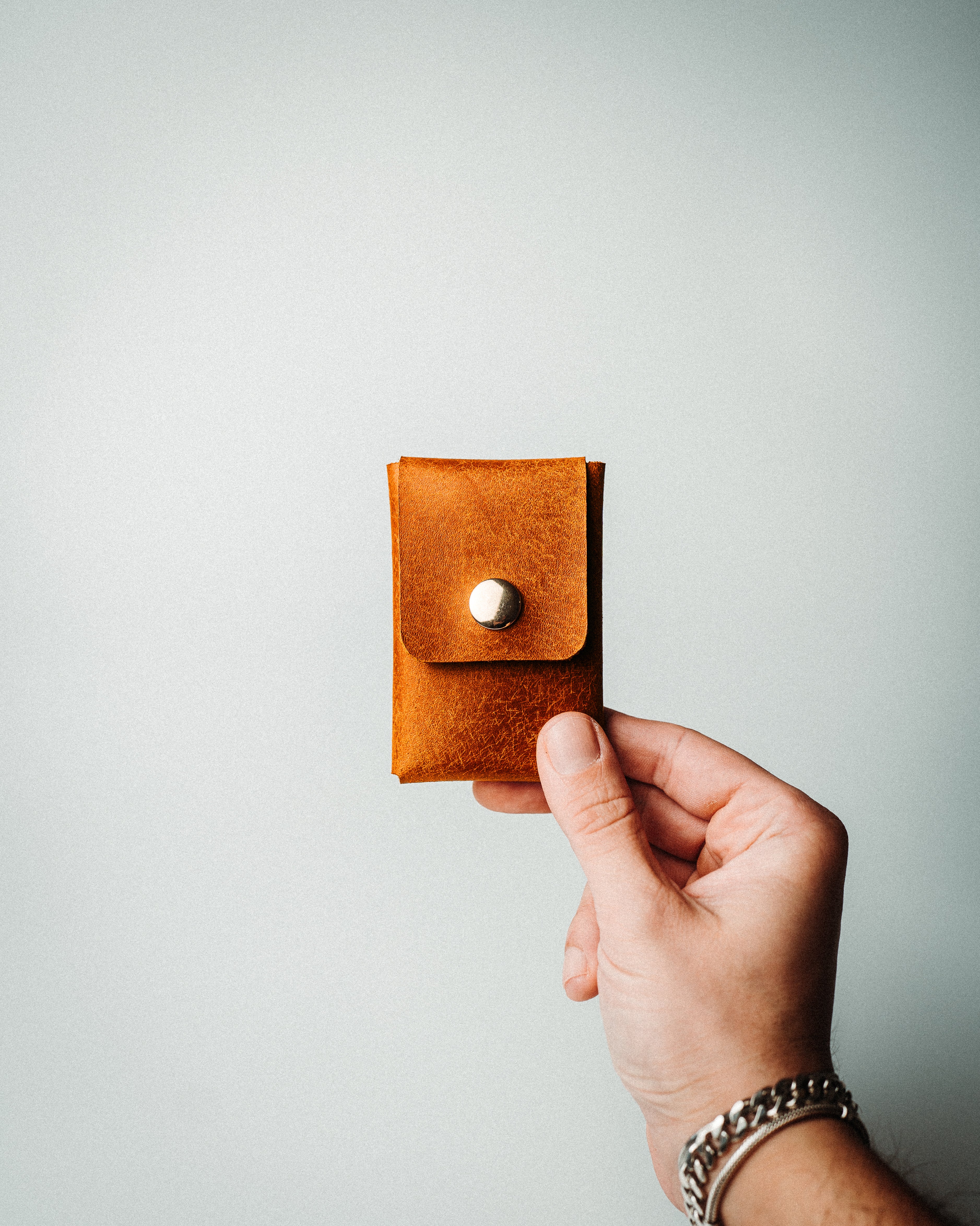 World’s Most Minimalist Wallet – Snap Pueblo Edition, Handmade Leather Card Holder