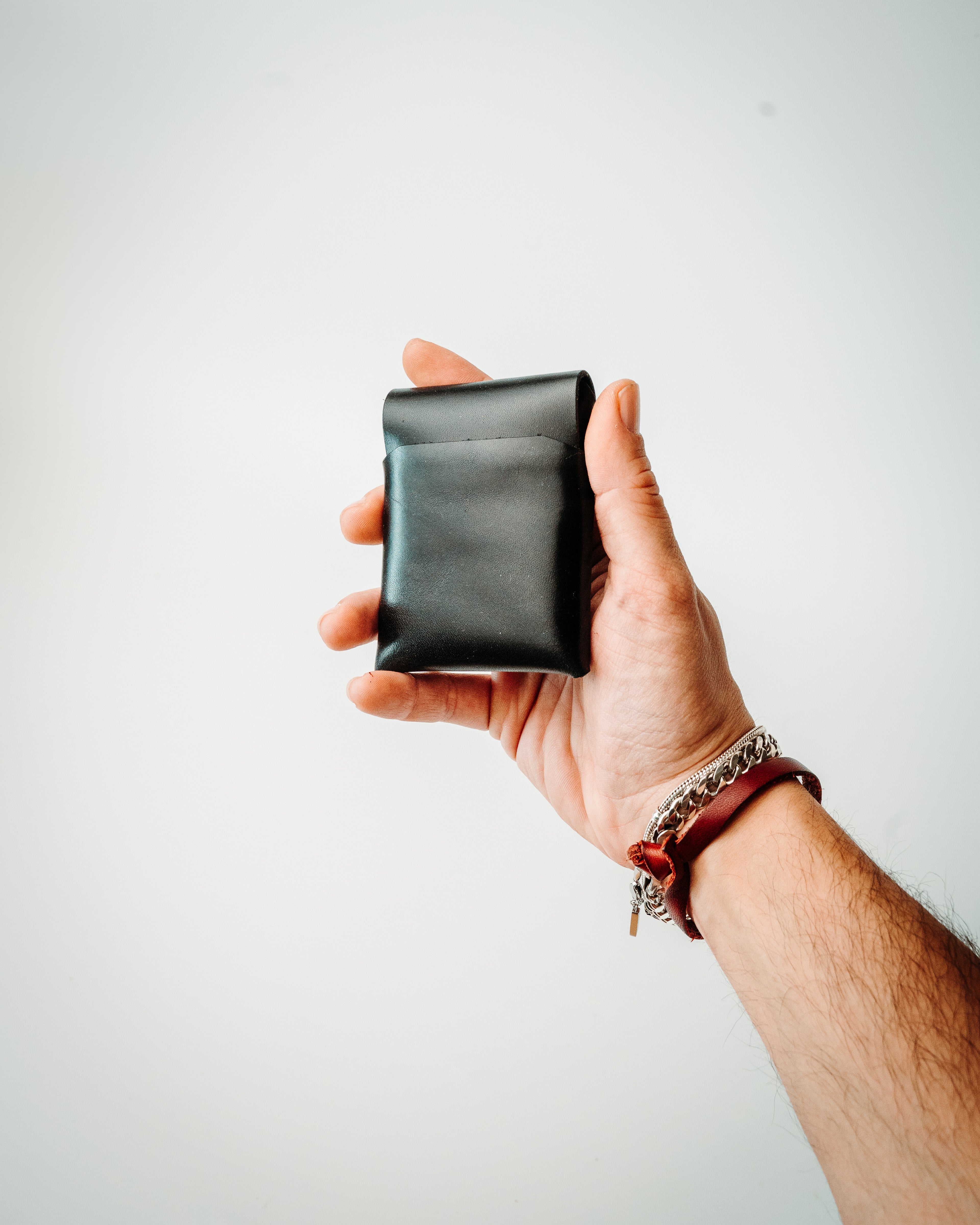 Glossy EDC Leather Wallet – Handmade Minimalist Cash & Card Holder