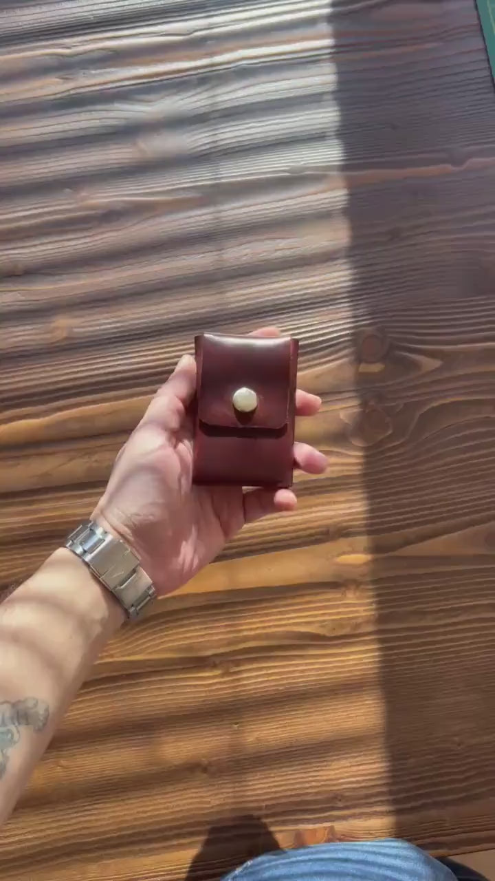World’s Most Minimalist Wallet – Glossy Snap Edition, Handmade Leather Card Holder