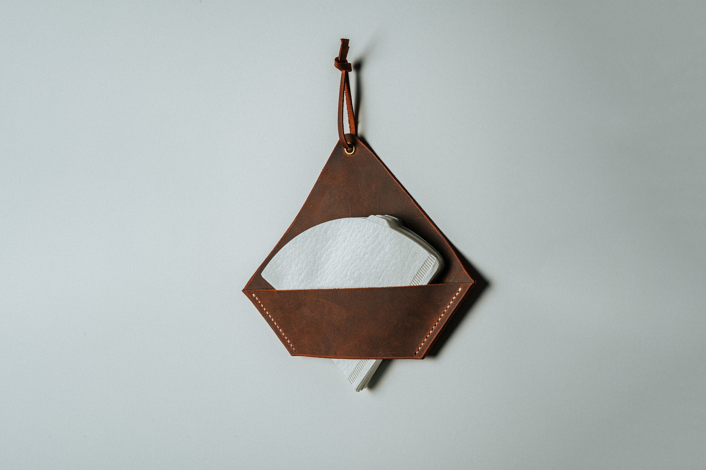 Leather Coffee Filter Holder: Wall-Mounted Pour Over Organizer