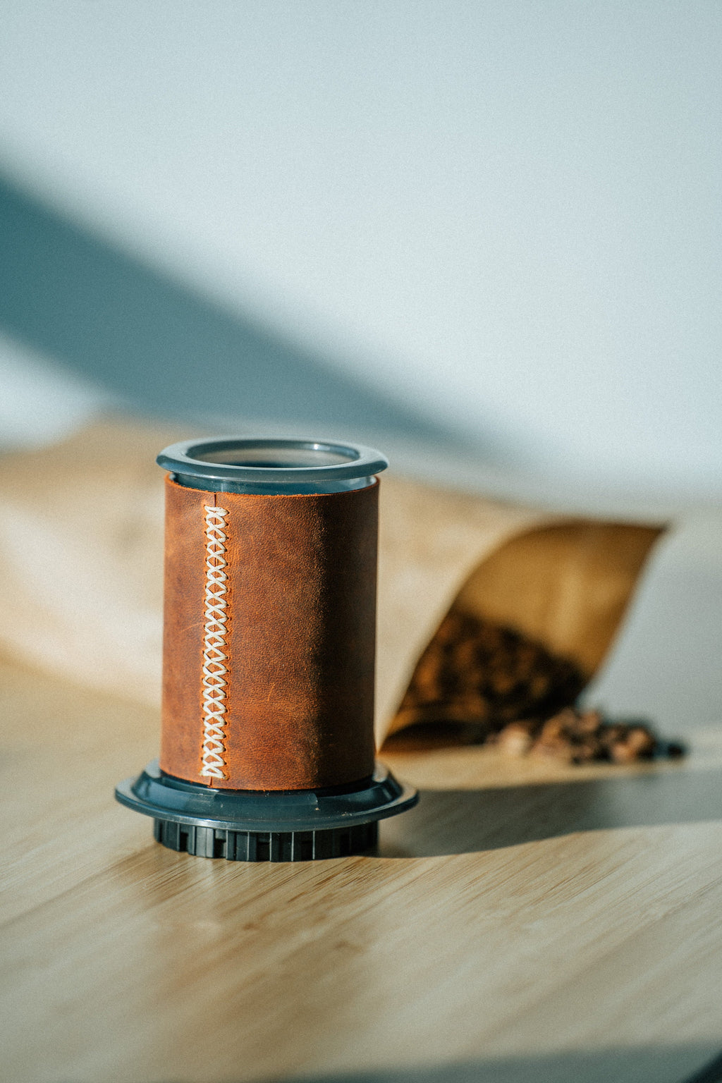 Handmade Leather Sleeve for AeroPress – Durable Coffee Accessory & Travel Case