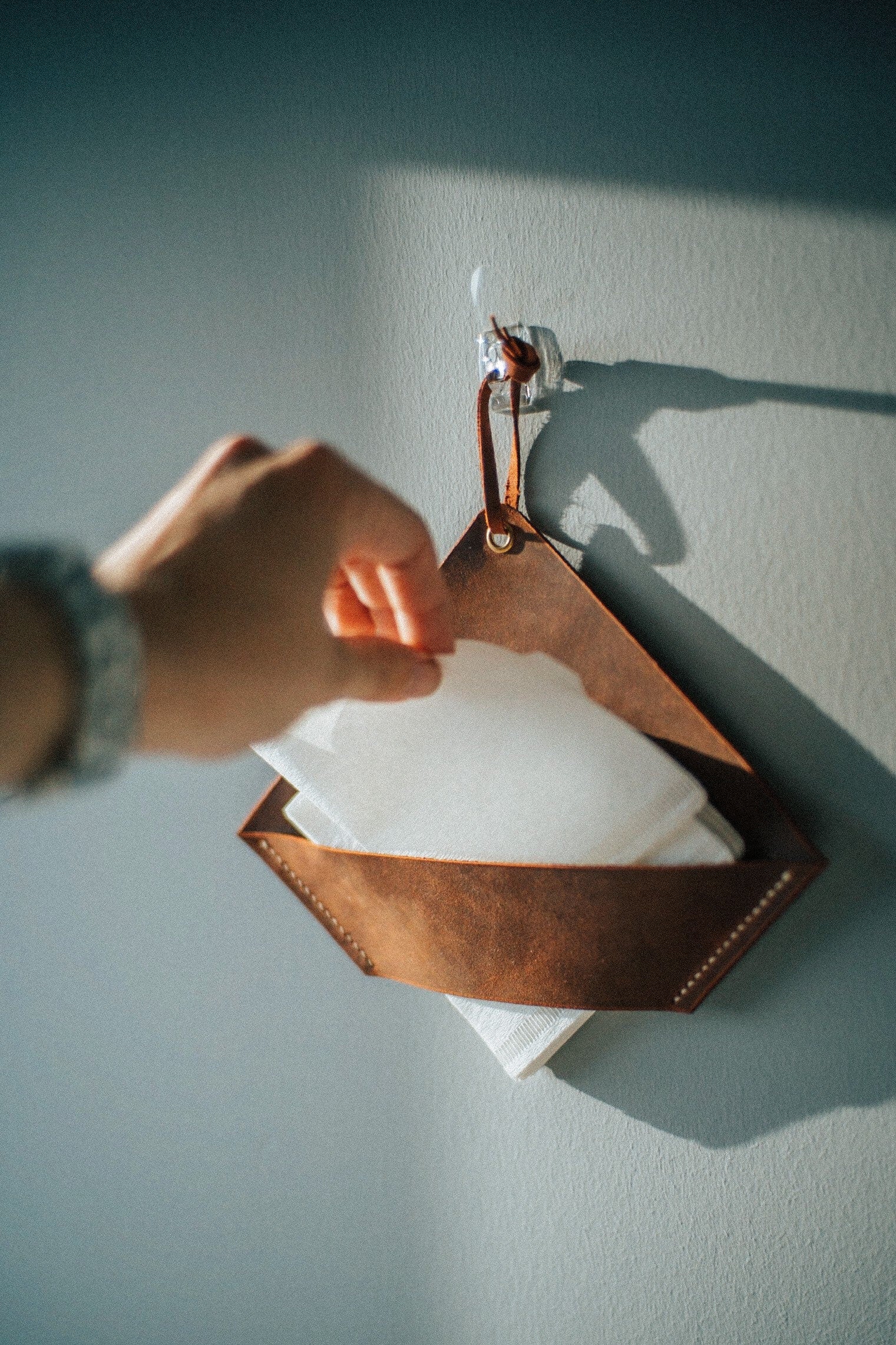 Leather Coffee Filter Holder: Wall-Mounted Pour Over Organizer