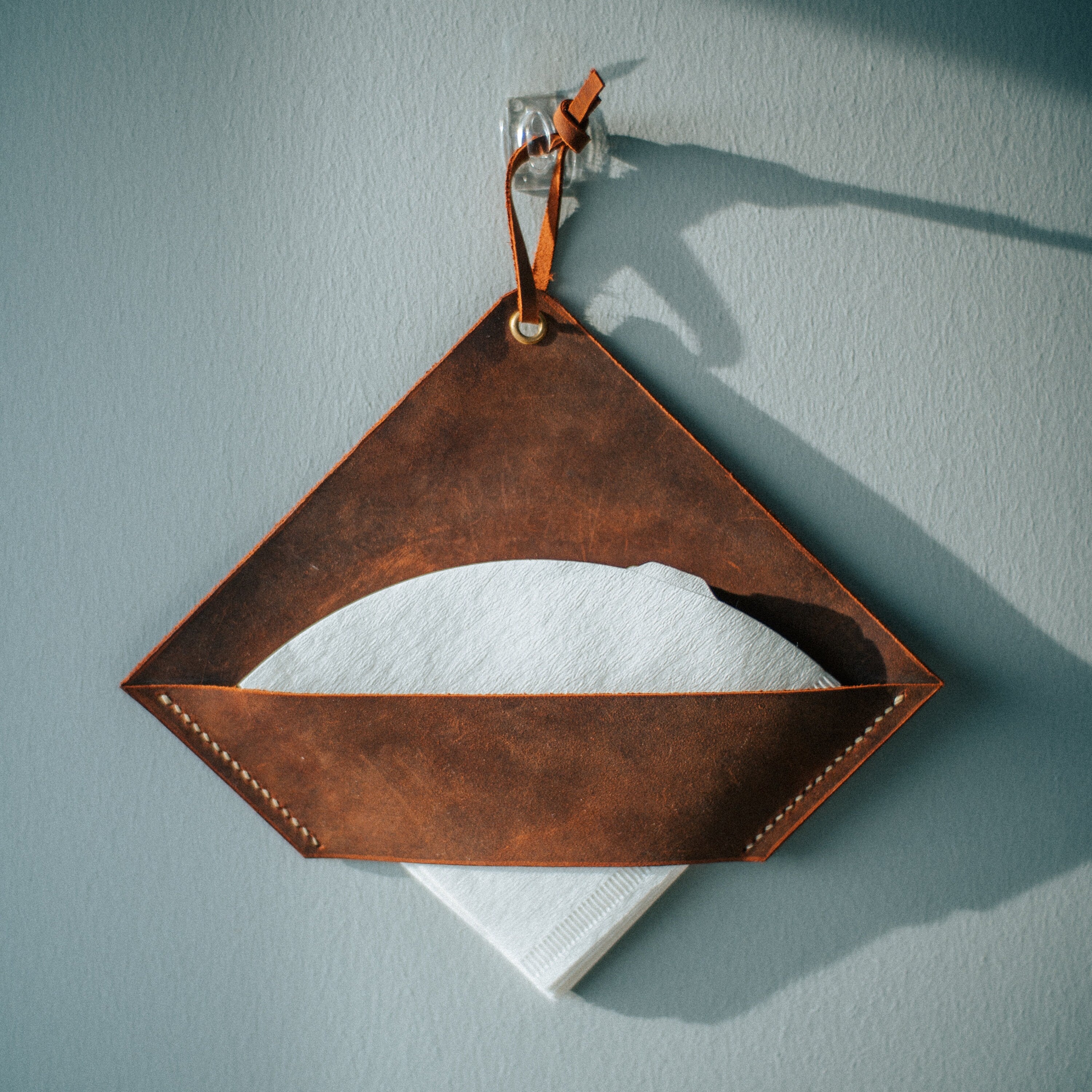 Leather Coffee Filter Holder: Wall-Mounted Pour Over Organizer