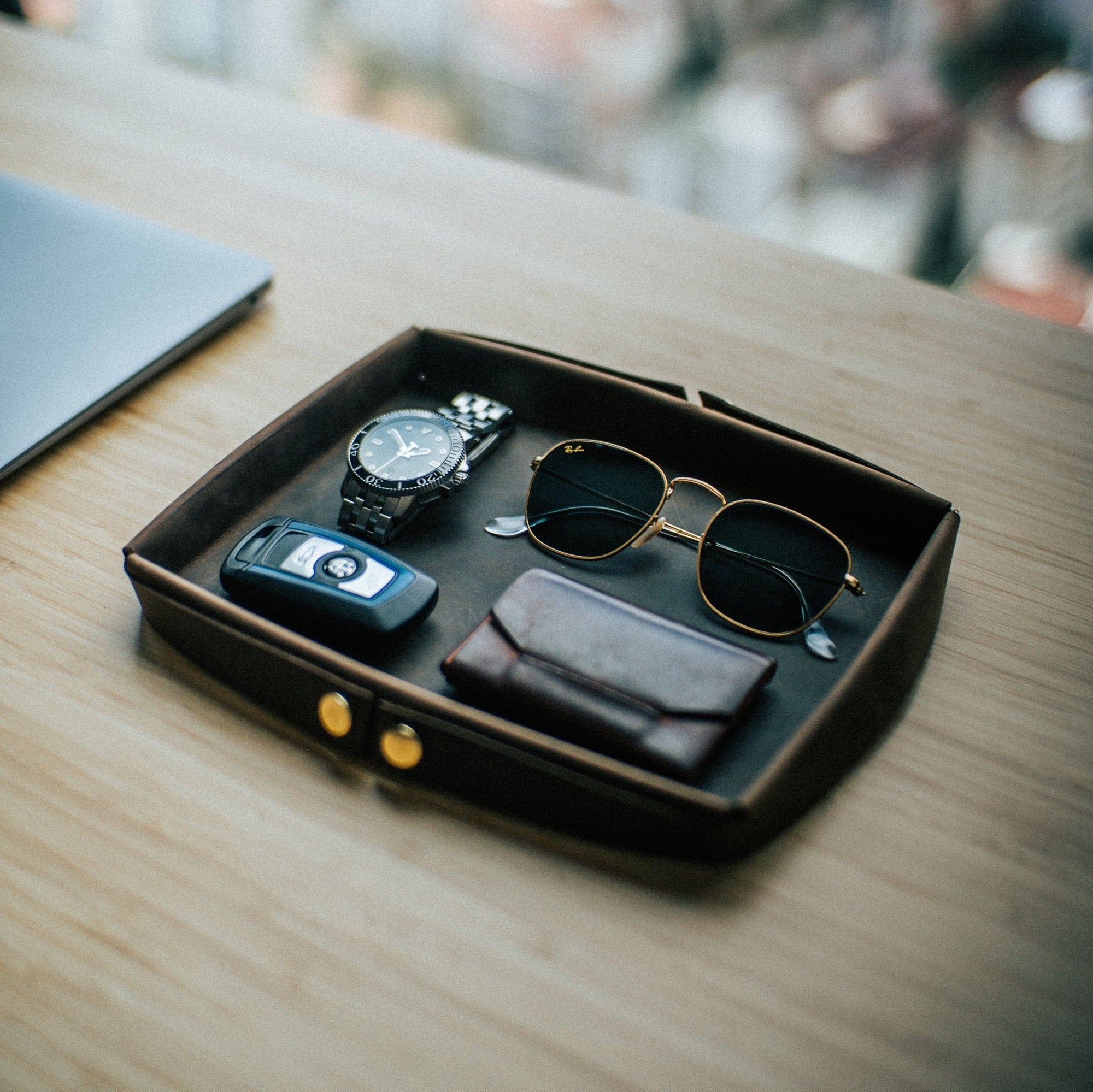 Handmade Leather Catch-All Tray – Desk Organizer, EDC & Office Gift