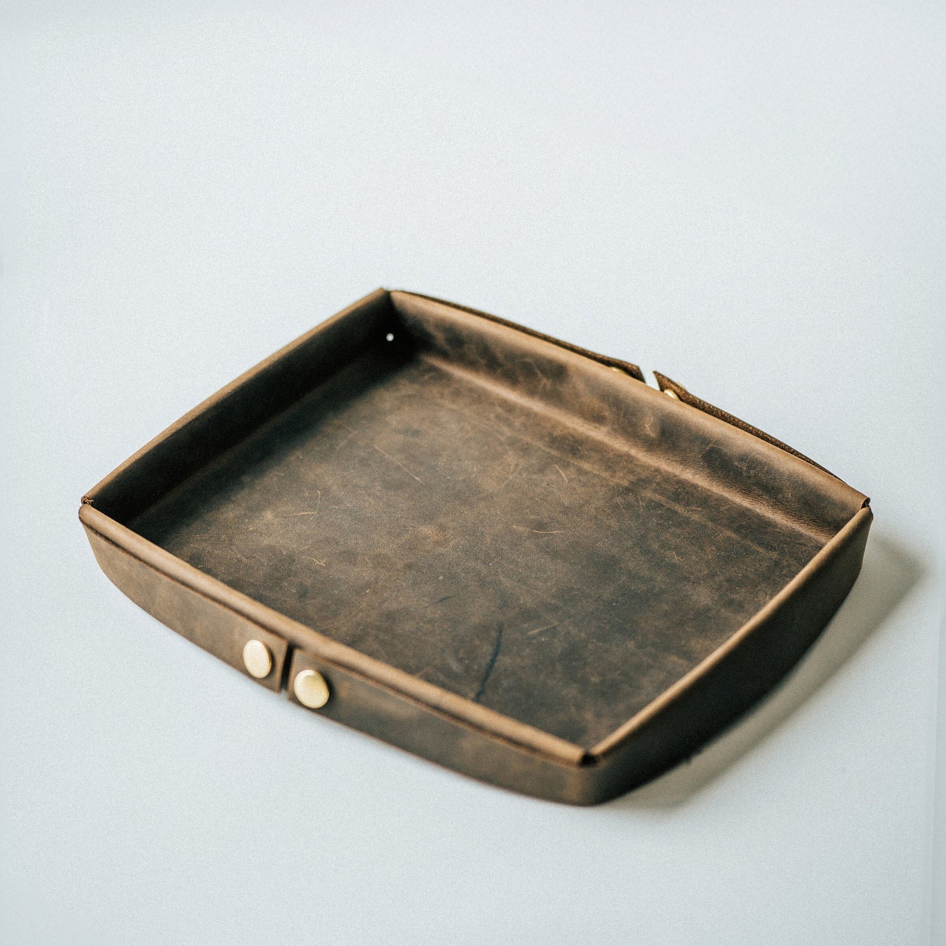 Handmade Leather Catch-All Tray – Desk Organizer, EDC & Office Gift