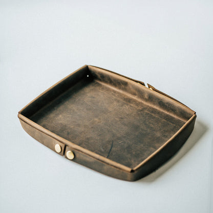 Handmade Leather Catch-All Tray – Desk Organizer, EDC & Office Gift