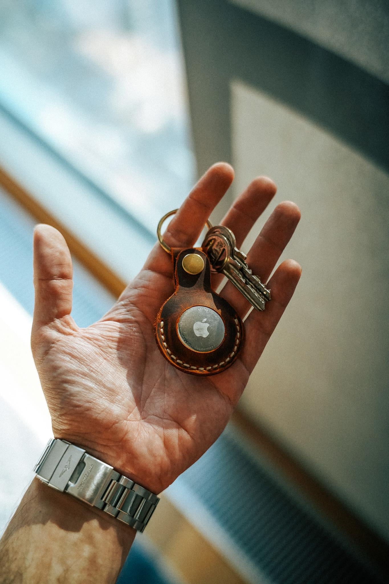 Handmade Leather AirTag Holder