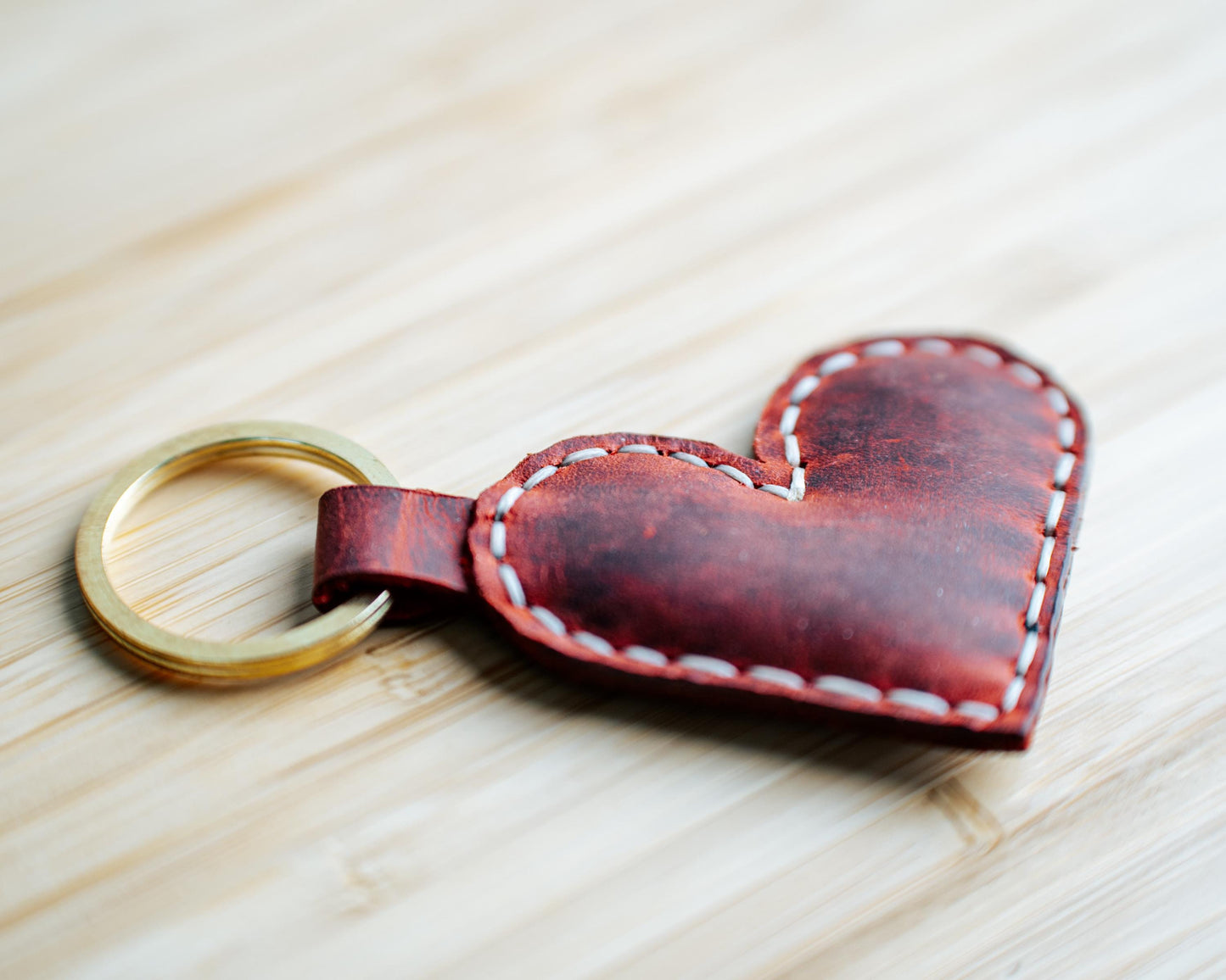 Handmade Soft Leather Heart Keychain