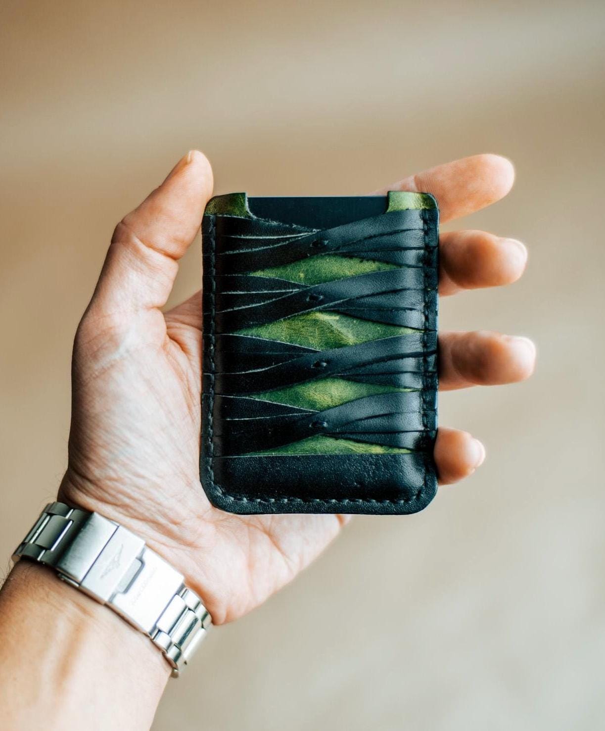 Handmade Zoro Leather Wallet – Katana-Inspired Minimalist Wallet