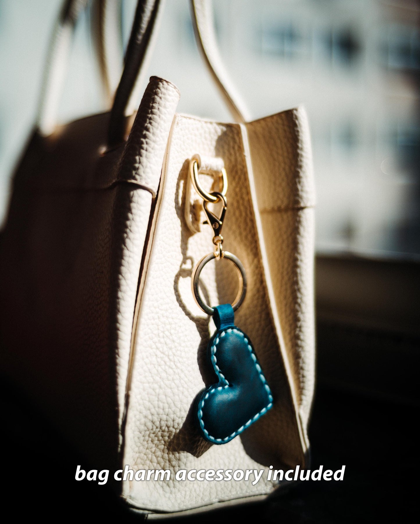 Handmade Soft Leather Heart Keychain