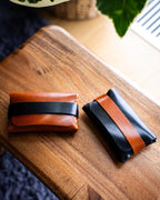 Glossy Double Color Leather Wallet – Handmade Minimalist Card Holder