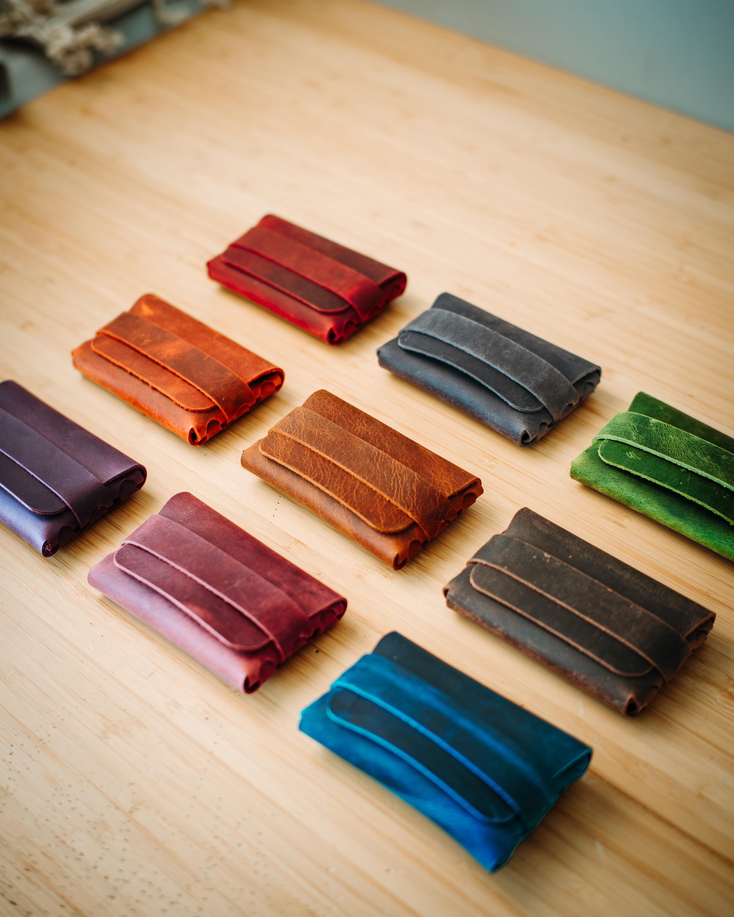 Double Color Leather Wallet – Soft Leather Edition, Handmade Minimalist Card Holder