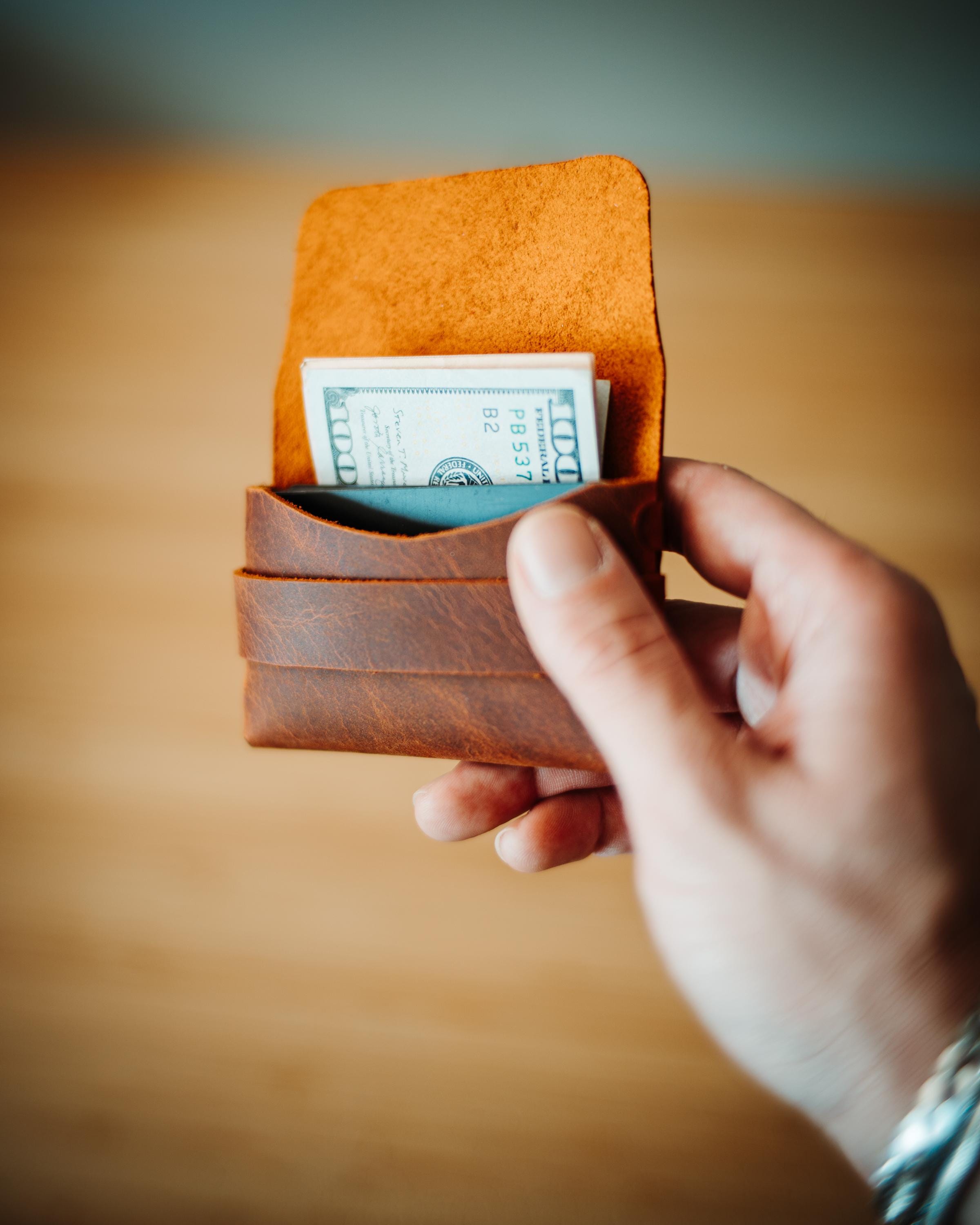 Double Color Leather Wallet – Soft Leather Edition, Handmade Minimalist Card Holder