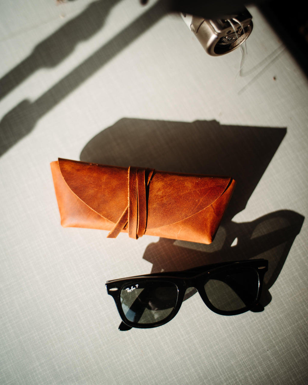 Handmade Leather Sunglasses Case – Minimal Slim Eyewear Sleeve, Travel Gift