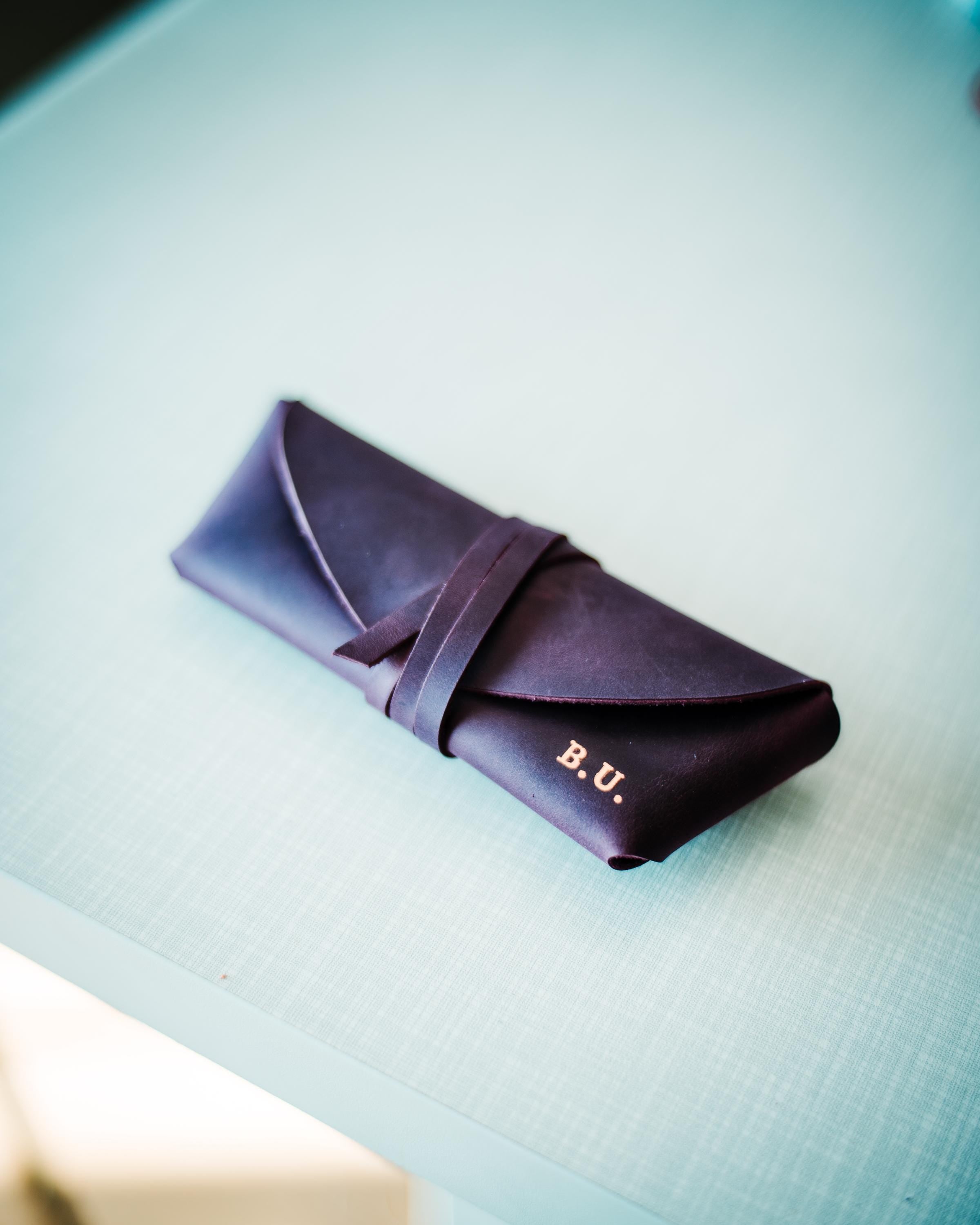 Handmade Leather Sunglasses Case – Minimal Slim Eyewear Sleeve, Travel Gift