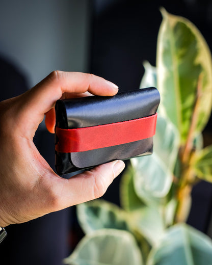 Glossy Double Color Leather Wallet – Handmade Minimalist Card Holder