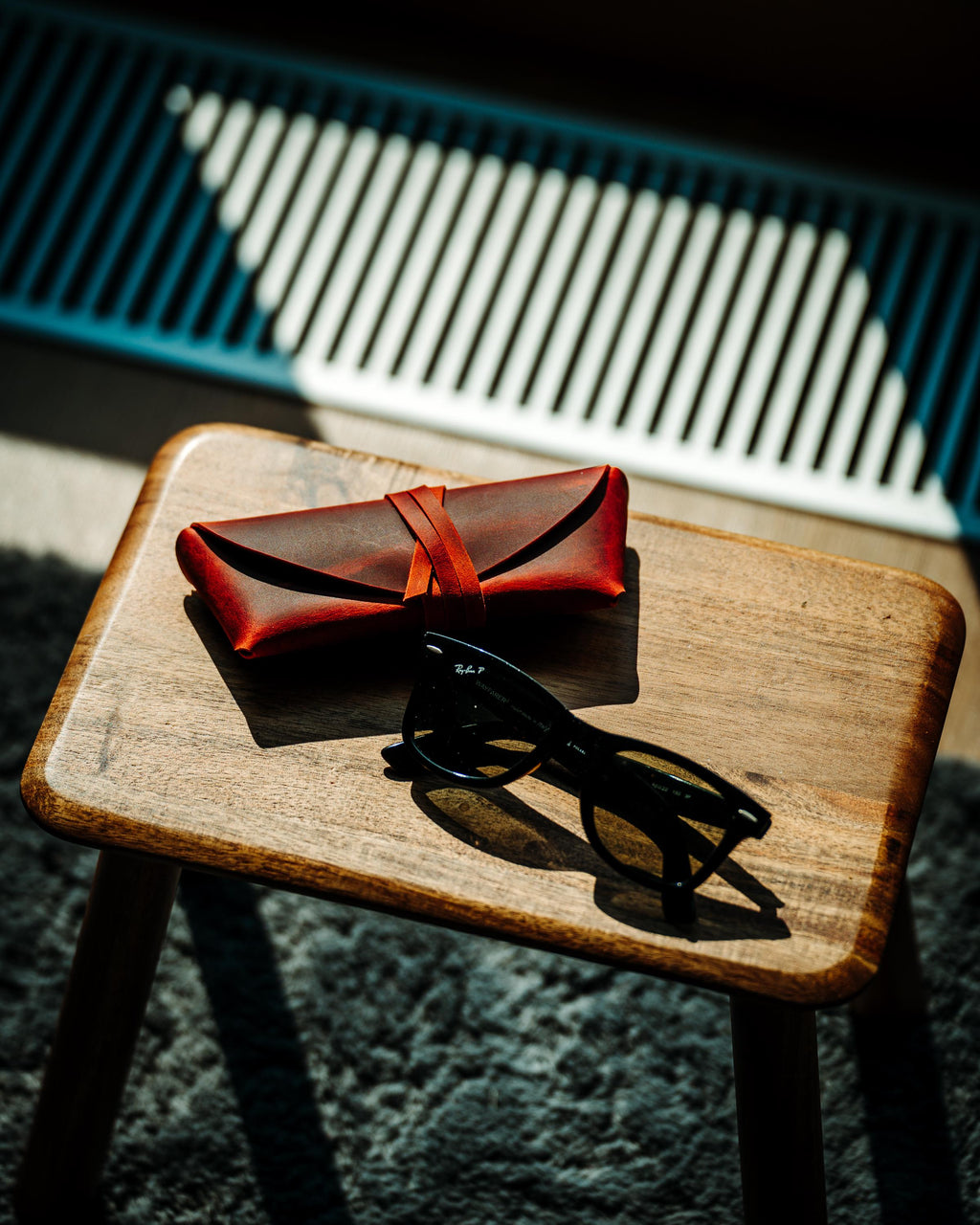 Handmade Leather Sunglasses Case – Minimal Slim Eyewear Sleeve, Travel Gift
