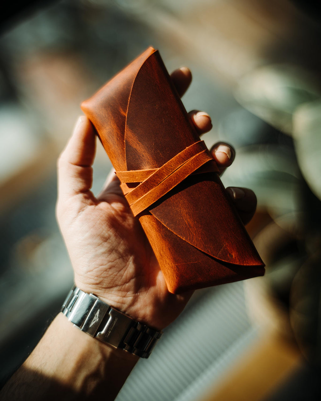 Handmade Leather Sunglasses Case – Minimal Slim Eyewear Sleeve, Travel Gift