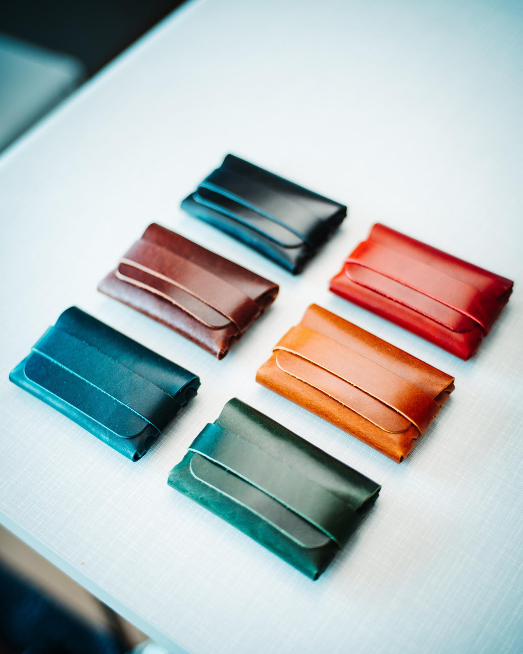Glossy Double Color Leather Wallet – Handmade Minimalist Card Holder