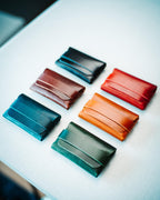 Glossy Double Color Leather Wallet – Handmade Minimalist Card Holder