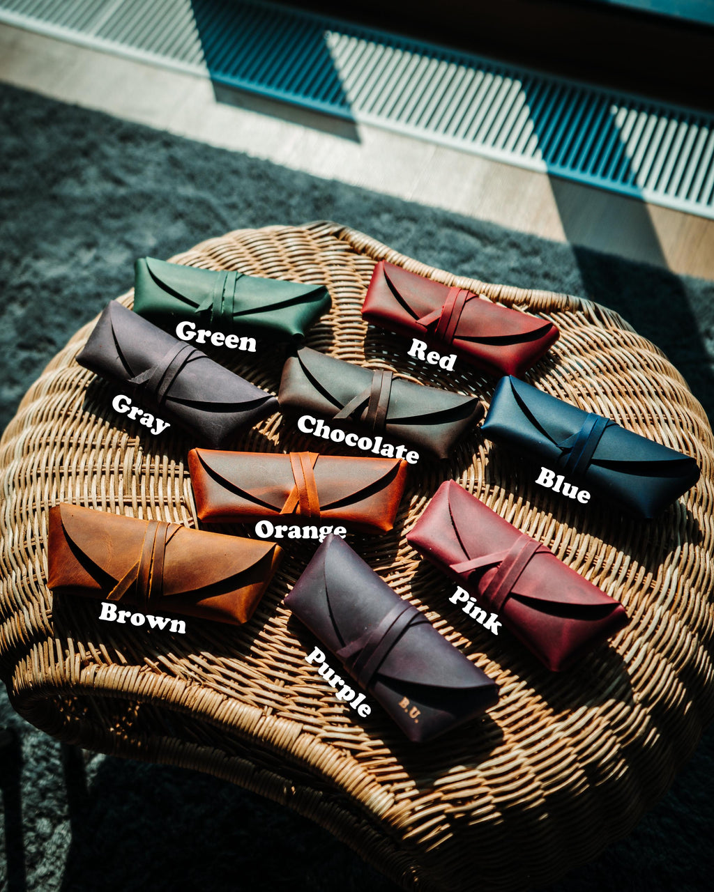 Handmade Leather Sunglasses Case – Minimal Slim Eyewear Sleeve, Travel Gift
