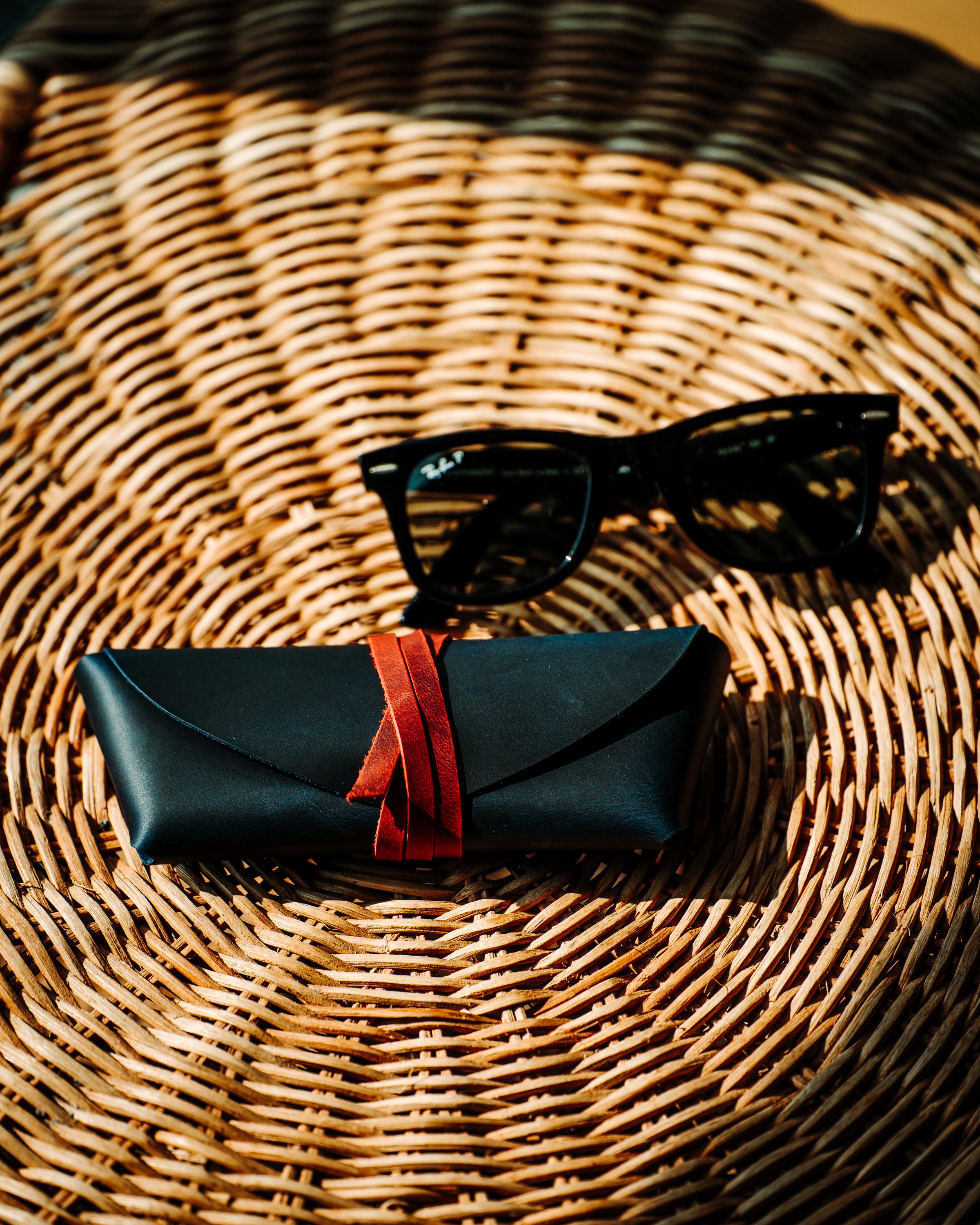 Handmade Leather Sunglasses Case – Minimal Slim Eyewear Sleeve, Travel Gift