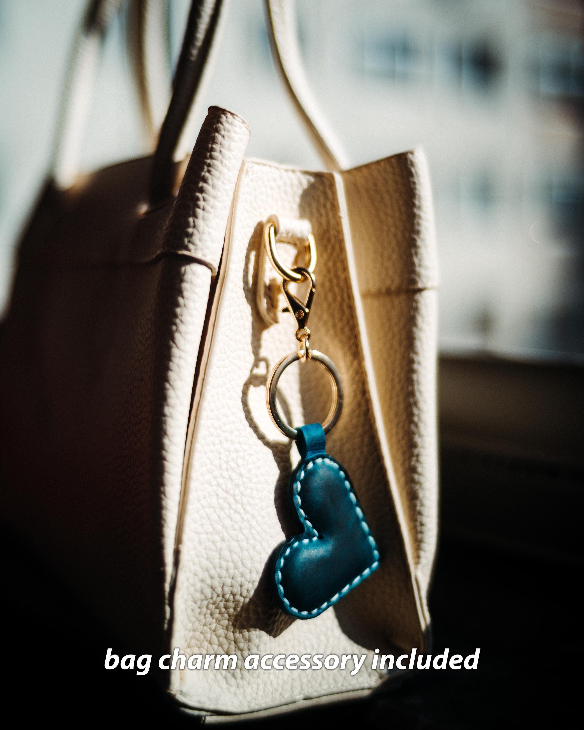 Handmade Leather Heart Keychain: Padded Bag Charm, Valentine's Gift