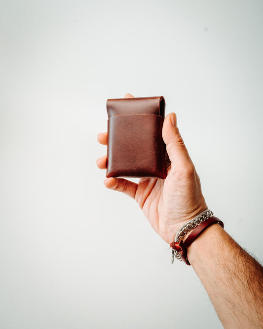 Glossy EDC Leather Wallet – Handmade Minimalist Cash & Card Holder