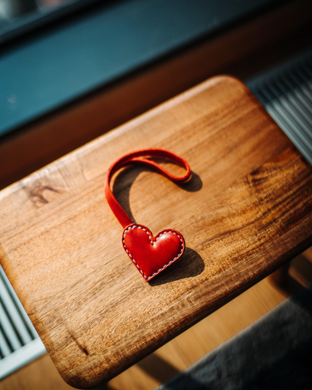 Glossy Leather Heart Bag Charm: Handmade Purse Accessory