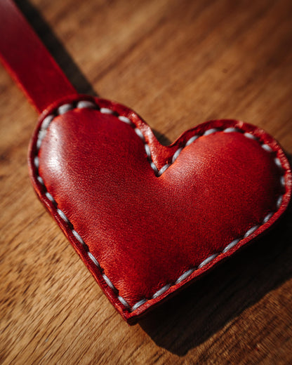 Glossy Leather Heart Bag Charm: Handmade Purse Accessory