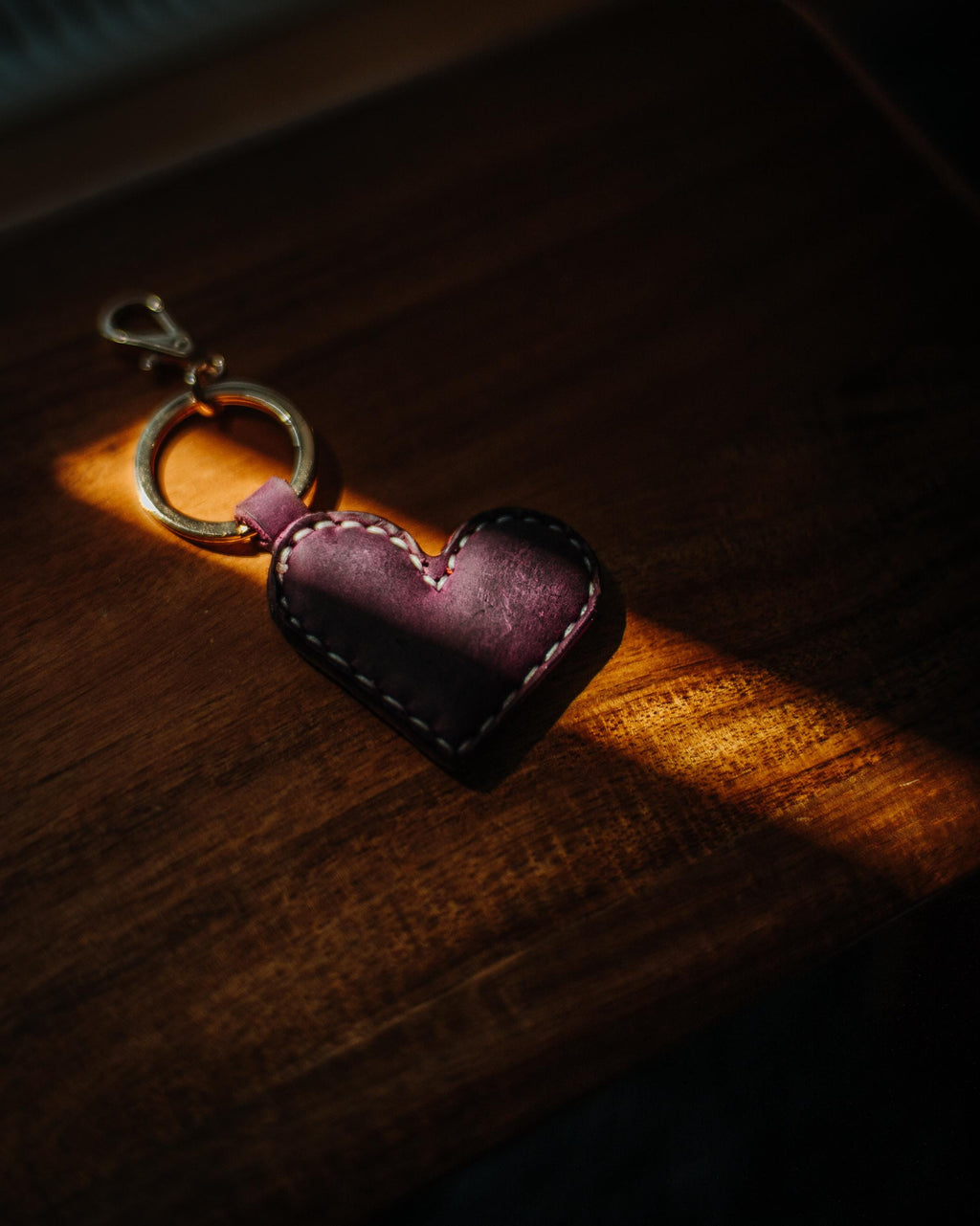 Handmade Leather Heart Keychain: Padded Bag Charm, Valentine's Gift
