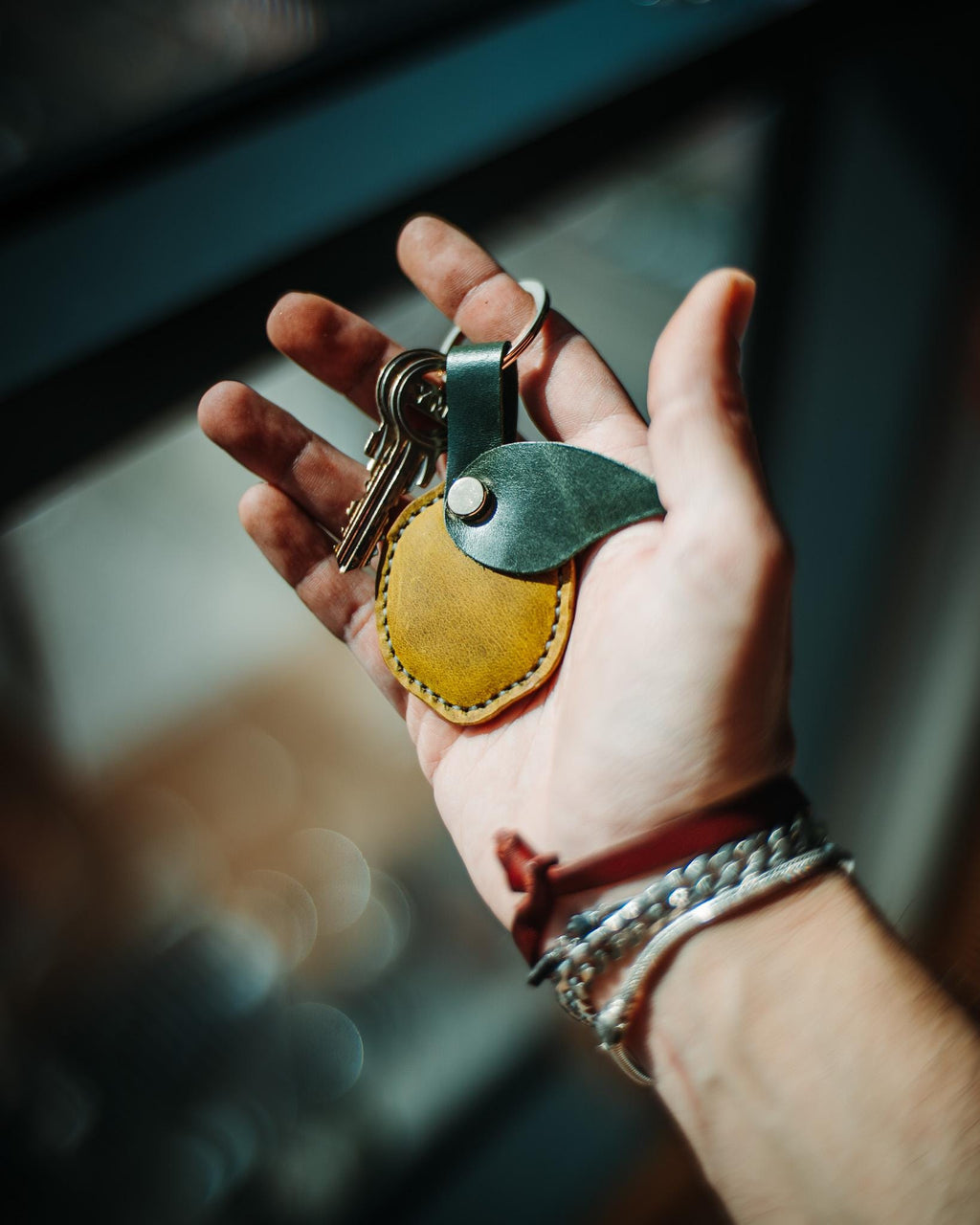 Leather Lemon Charm – Handmade Citrus Fruit Keychain, Fun Purse Accessory for Her