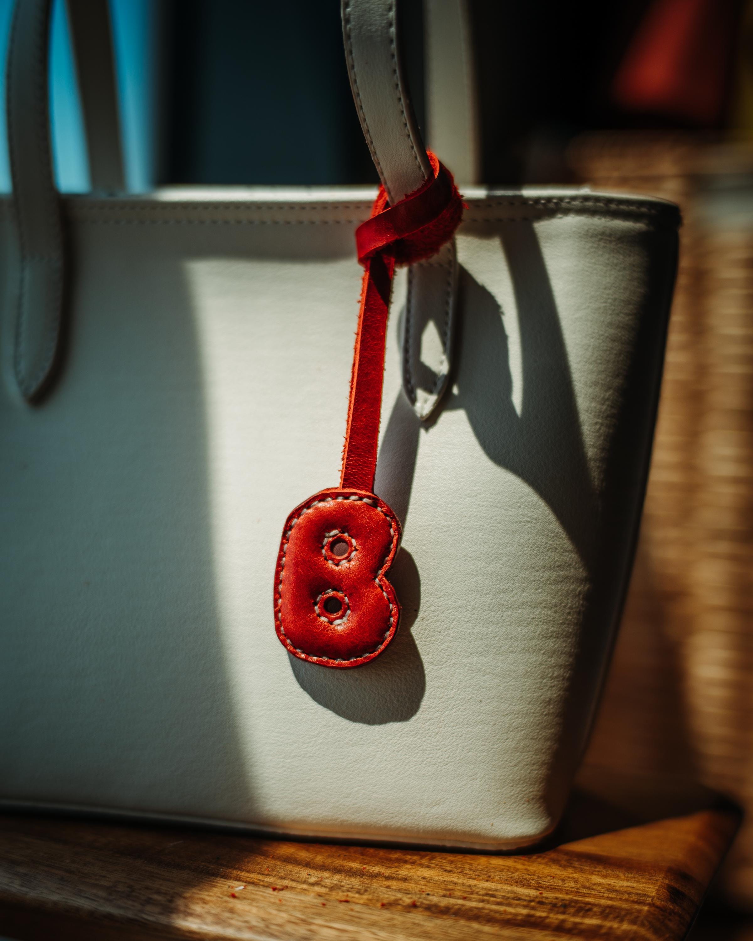 Glossy Leather Monogram Charm – Handmade Personalized Letter Keychain, Purse Accessory