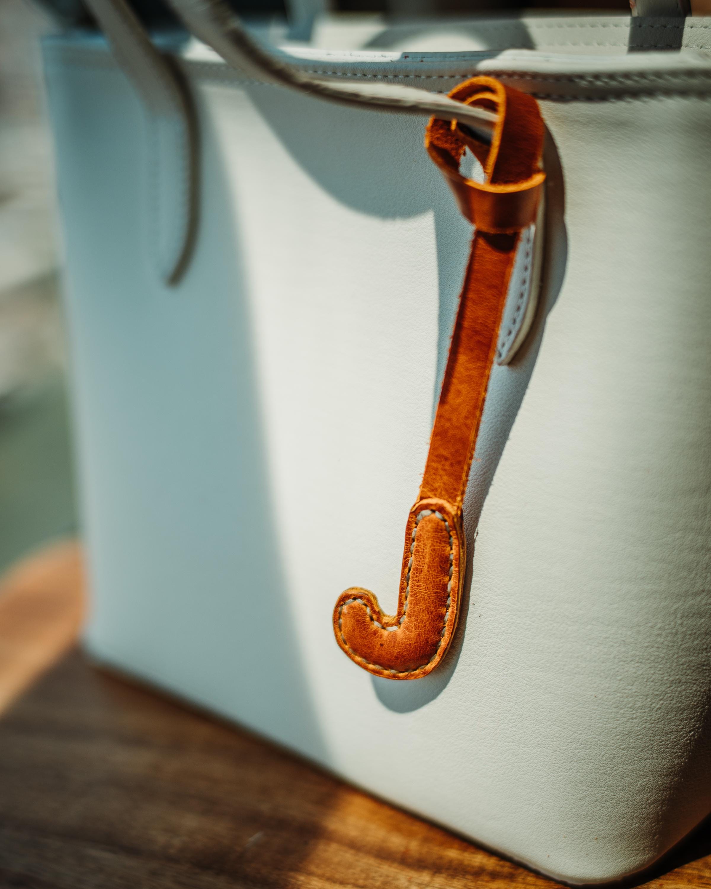 Glossy Leather Monogram Charm – Handmade Personalized Letter Keychain, Purse Accessory