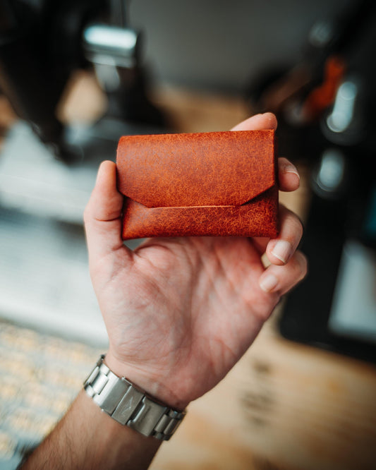 Pueblo Slim Leather Card Holder – Minimalist Handmade Wallet Gift