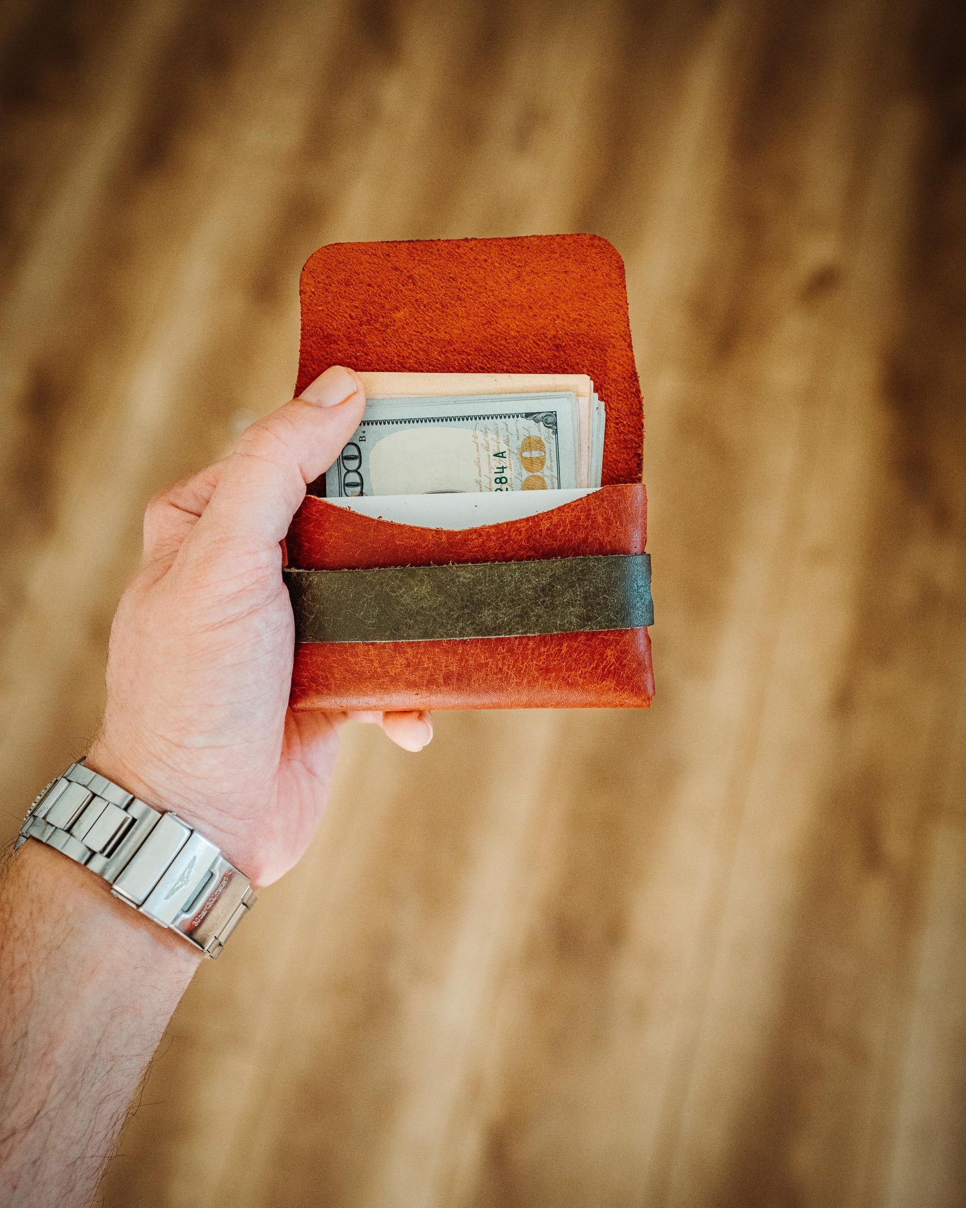 Pueblo Double Color Leather Wallet – Handmade Minimalist Card Holder