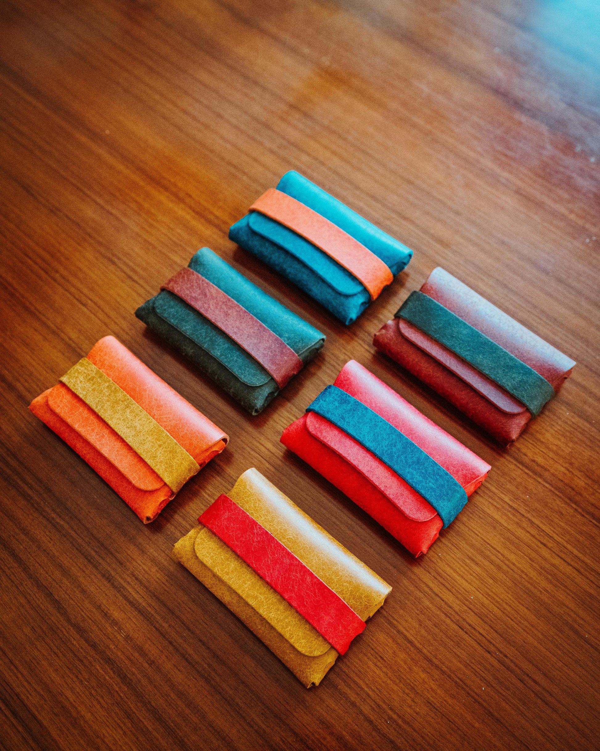 Pueblo Double Color Leather Wallet – Handmade Minimalist Card Holder