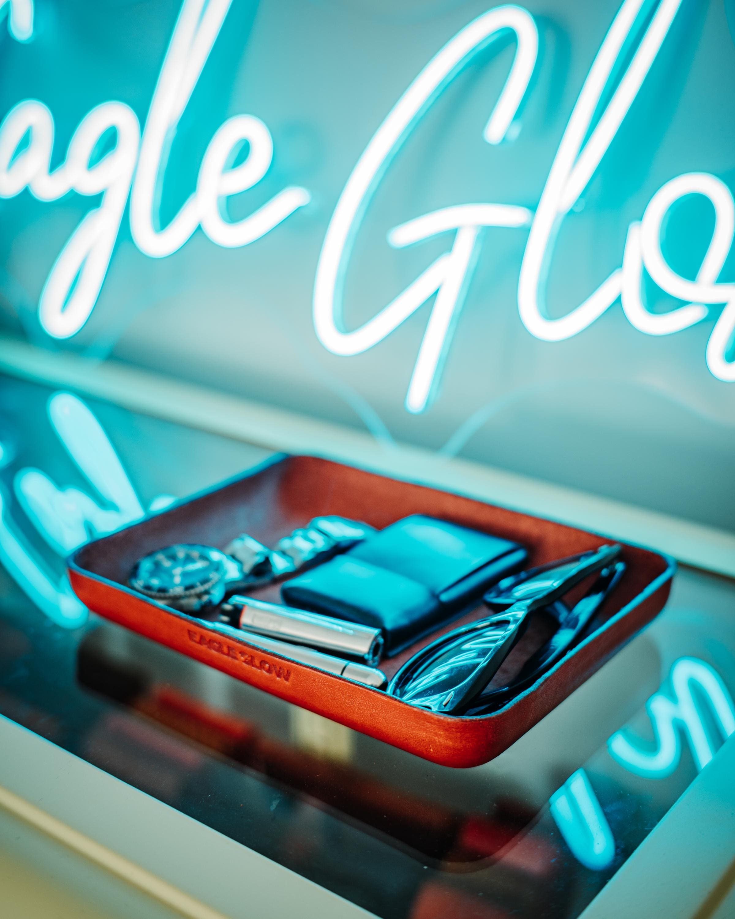 Leather Catchall Tray, Cognac Valet Tray, Handmade Desk Organizer