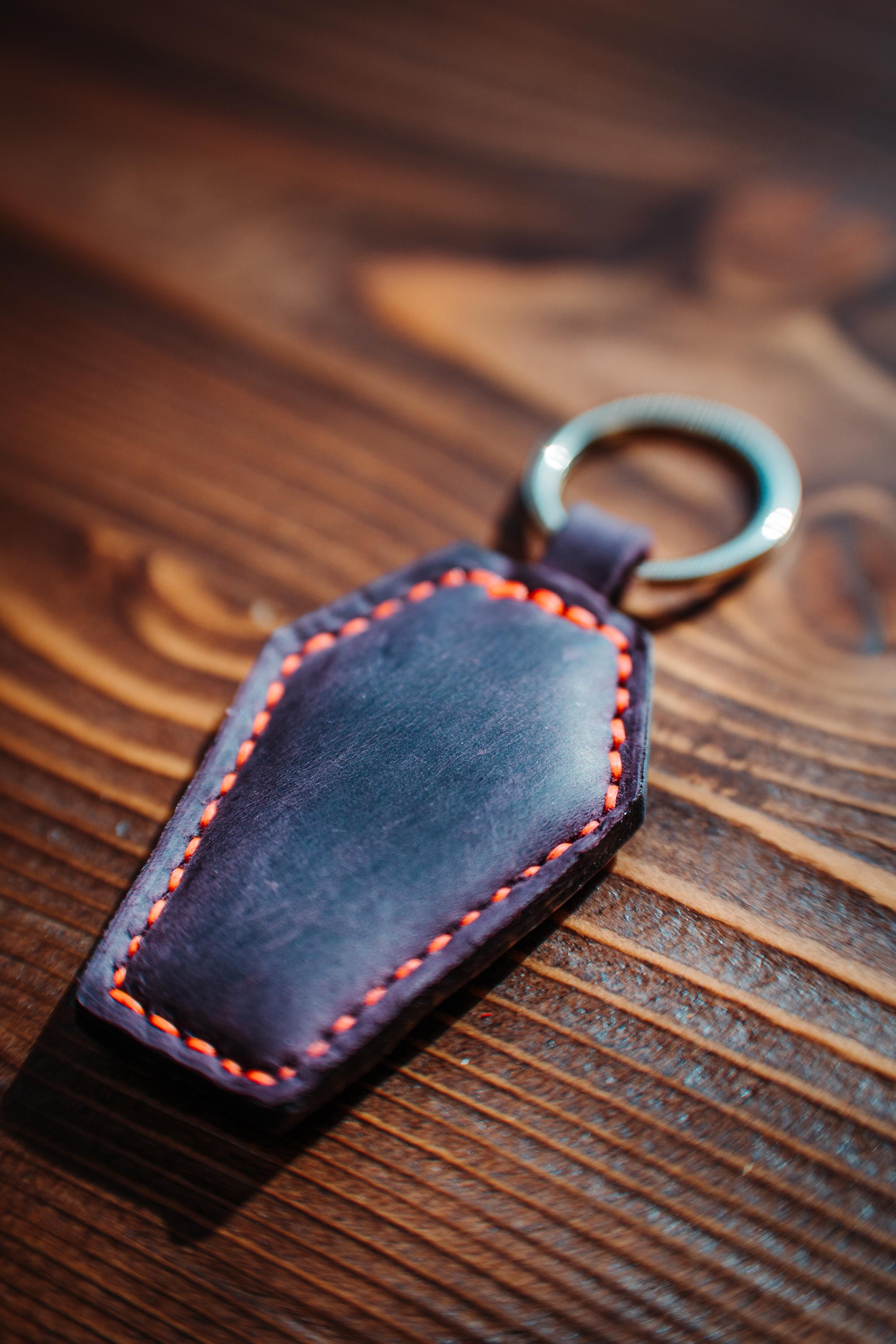 Handmade Leather Coffin Charm: Spooky Halloween Bag Accessory