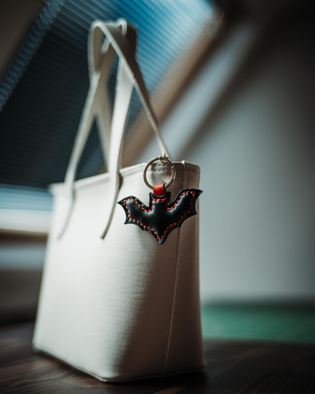 Handmade Leather Bat Charm: Halloween Bag Accessory, Keychain Gift