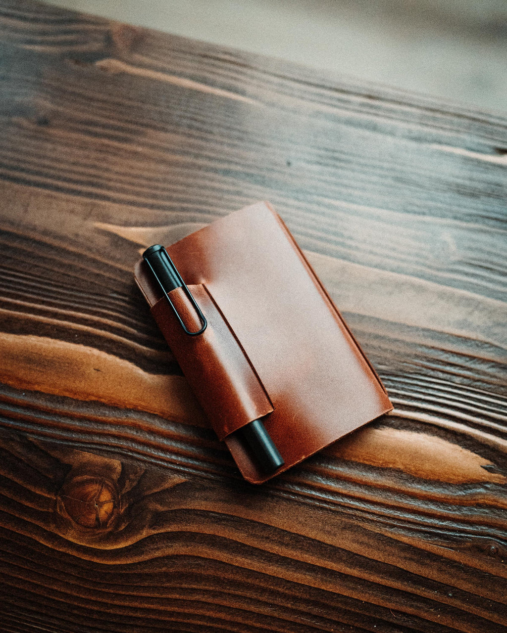 Handmade Leather Field Notes Cover with Pen Compartment