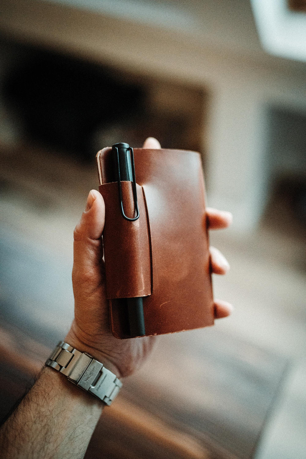 Handmade Leather Field Notes Cover with Pen Compartment