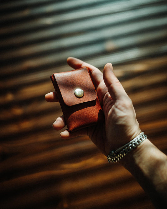 World’s Most Minimalist Wallet – Snap Pueblo Edition, Handmade Leather Card Holder