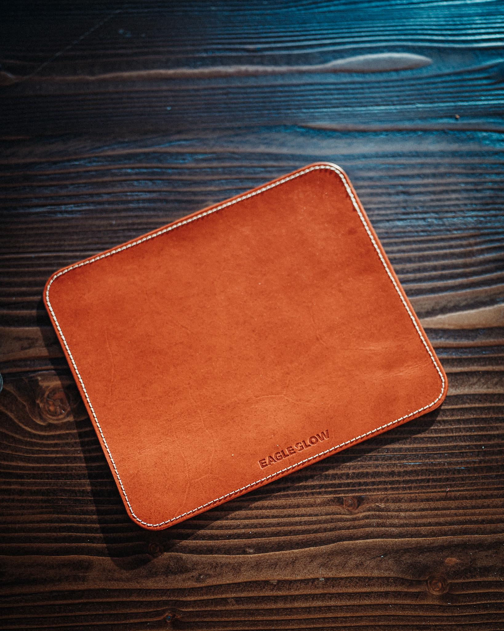 Leather Mouse Pad, Full Grain Veg-Tan Cognac Desk Mat