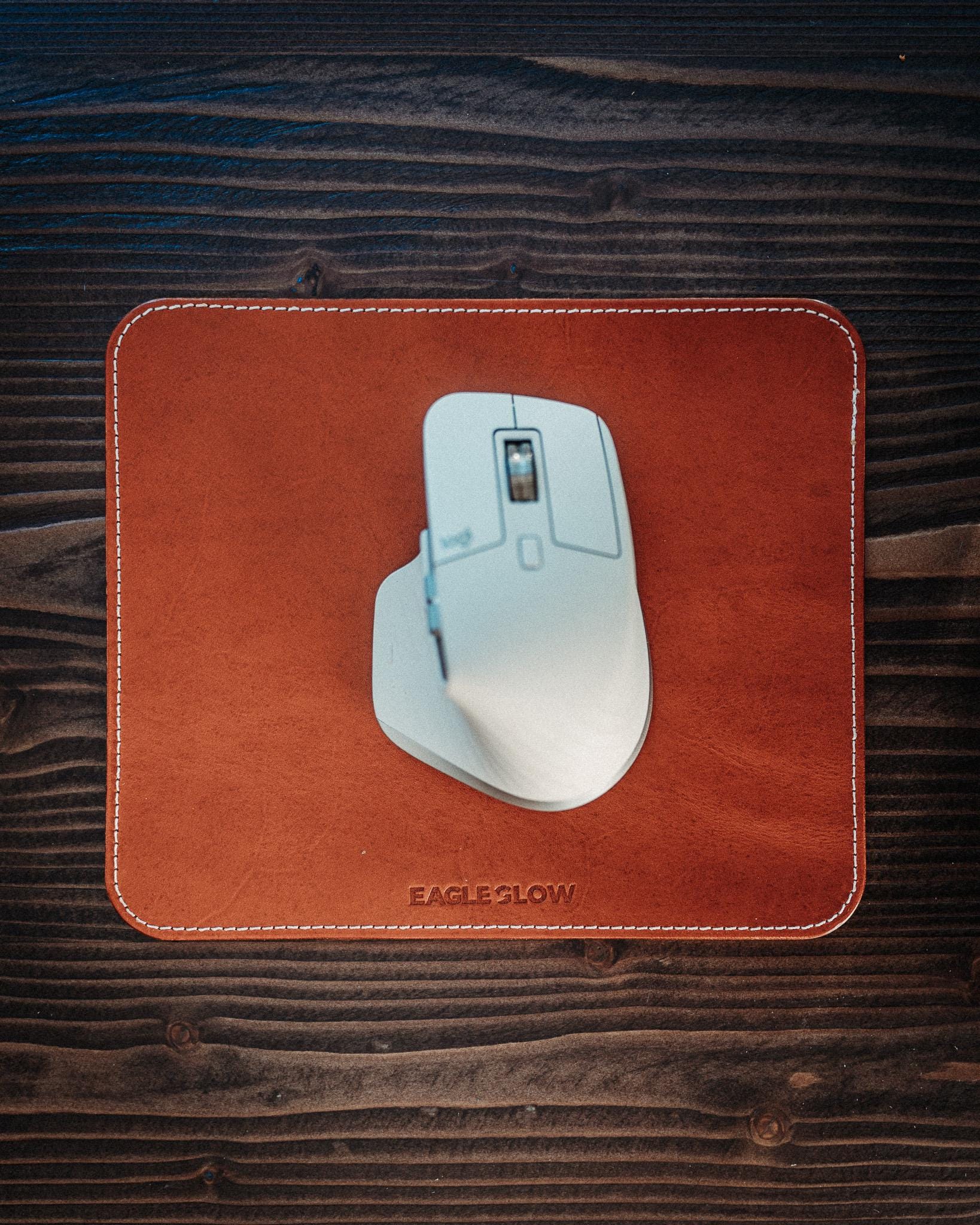 Leather Mouse Pad, Full Grain Veg-Tan Cognac Desk Mat